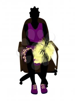 Royalty Free Clipart Image of a Cheerleader in a Chair