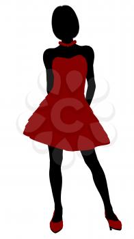 Royalty Free Clipart Image of a Girl in a Party Dress