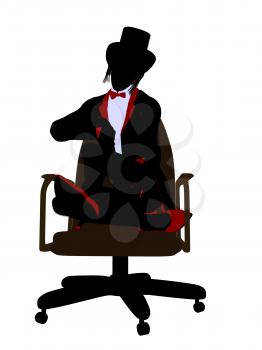 Royalty Free Clipart Image of a Woman in a Top Hat Sitting on a Chair