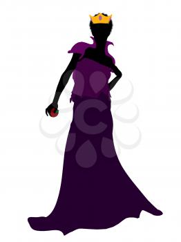 Royalty Free Clipart Image of a Queen With an Apple
