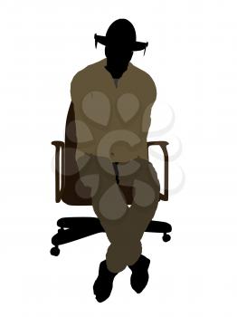 Royalty Free Clipart Image of a Firefighter in a Chair