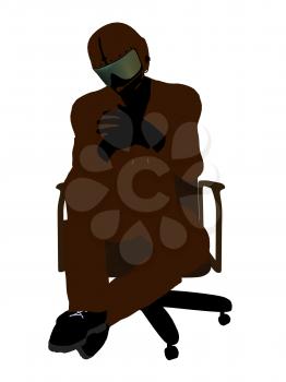 Royalty Free Clipart Image of a Fighter Pilot in a Chair