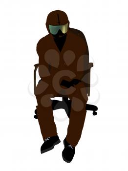 Royalty Free Clipart Image of a Fighter Pilot in a Chair