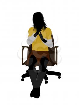 Royalty Free Clipart Image of a Female in a Football Uniform Sitting in a Chair
