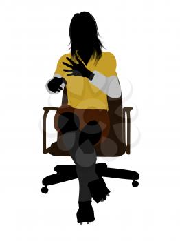 Royalty Free Clipart Image of a Woman in a Football Uniform Sitting on a Chair