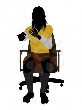 Royalty Free Clipart Image of a Female in a Rugby Uniform  Sitting on a Chair