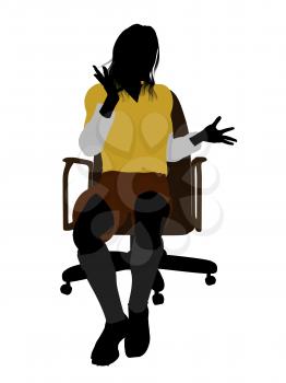 Royalty Free Clipart Image of a Woman in a Football Uniform Sitting on a Chair