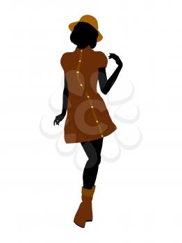 Royalty Free Clipart Image of a Young Woman Wearing a Hat