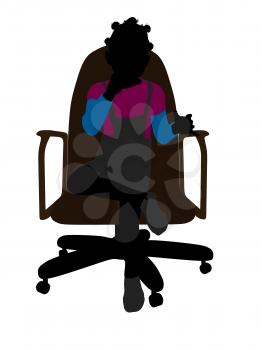 Royalty Free Clipart Image of a Young Girl in an Office Chair
