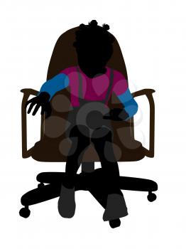 Royalty Free Clipart Image of a Young Girl in an Office Chair
