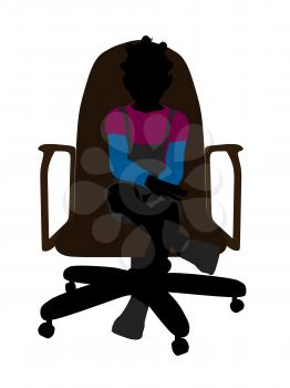 Royalty Free Clipart Image of a Young Girl in an Office Chair