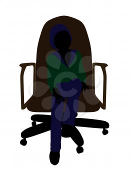 Royalty Free Clipart Image of a Little Girl in a Chair