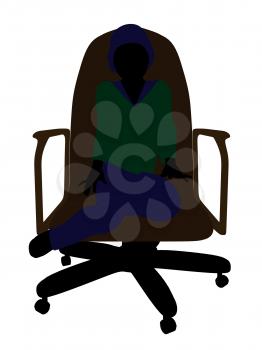 Royalty Free Clipart Image of a Little Girl in a Chair