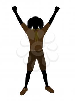 Royalty Free Clipart Image of a Girl Standing With Her Arms Out