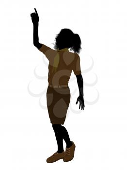Royalty Free Clipart Image of a Girl Standing and Pointing