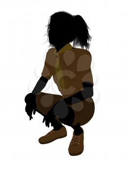 Royalty Free Clipart Image of a Girl Crouching