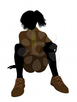 Royalty Free Clipart Image of a Girl Sitting