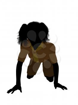Royalty Free Clipart Image of a Royalty Free Clipart Image of a Girl Kneeling