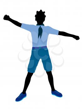 Royalty Free Clipart Image of a Girl With Her Arms Stretched Out