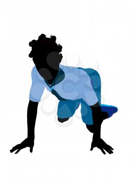 Royalty Free Clipart Image of a Girl on All Fours