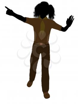 Royalty Free Clipart Image of a Girl Standing and Pointing