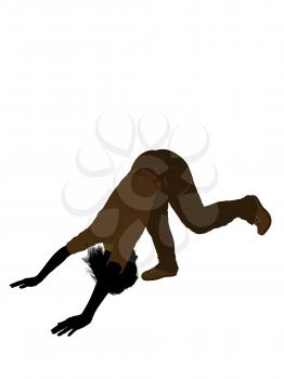 Royalty Free Clipart Image of a Girl Bent Over