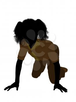 Royalty Free Clipart Image of a Girl Crawling