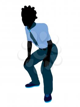Royalty Free Clipart Image of a Girl Crouching