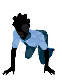 Royalty Free Clipart Image of a Girl Crawling
