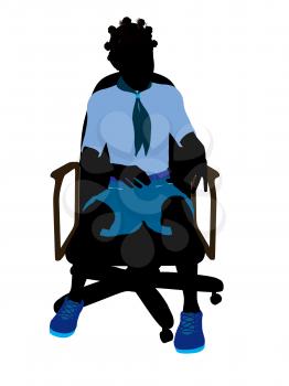 Royalty Free Clipart Image of a Girl Sitting in an Office Chair