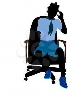 Royalty Free Clipart Image of a Girl Sitting in an Office Chair