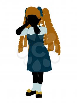 Royalty Free Clipart Image of a Girl in Pigtails