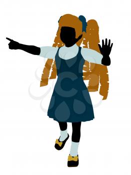 Royalty Free Clipart Image of a Girl in Pigtails