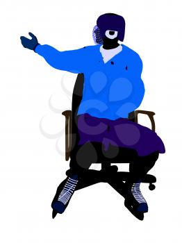 Royalty Free Clipart Image of a Hockey Player in a Chair
