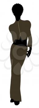 African Amercian female business executive silhouette on a white background