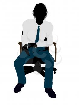 Royalty Free Clipart Image of a Man in a Chair