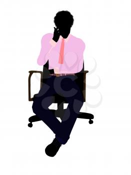 Royalty Free Clipart Image of a Man in a Pink Shirt Sitting in a Chair