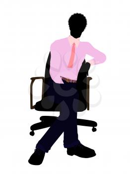 Royalty Free Clipart Image of a Man in a Pink Shirt Sitting in a Chair