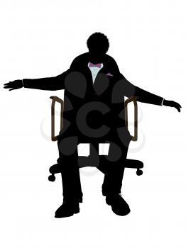 Royalty Free Photo of a Man Wearing a Bow Tie Sitting in a Chair