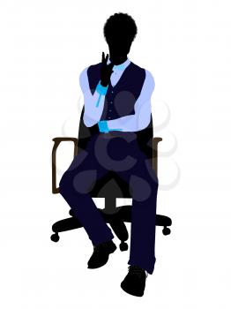Royalty Free Clipart Image of a Man in an Office Chair