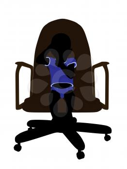 Male baby sitting on a chair art illustration silhouette on a white background