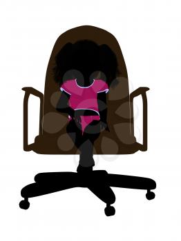 Royalty Free Clipart Image of a Silhouette of a Baby in a Chair