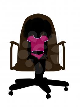 Royalty Free Clipart Image of a Silhouette of a Baby in a Chair