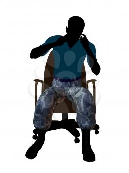 Royalty Free Clipart Image of a Male Soldier in a Chair