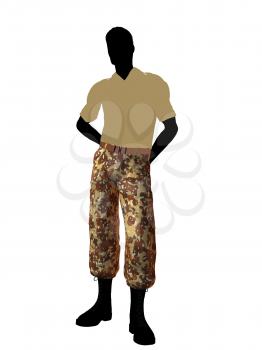 Royalty Free Clipart Image of a Man in Camouflage Pants