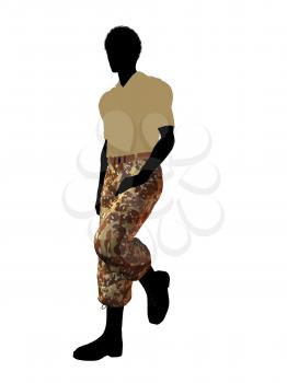 Royalty Free Clipart Image of a Soldier in Camouflage Pants