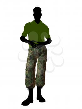 Royalty Free Clipart Image of a Man Wearing Camouflage Pants
