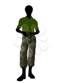 Royalty Free Clipart Image of a Man in Camouflage Pants