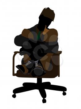 Royalty Free Clipart Image of a Man in a Chair Smoking a Pipe