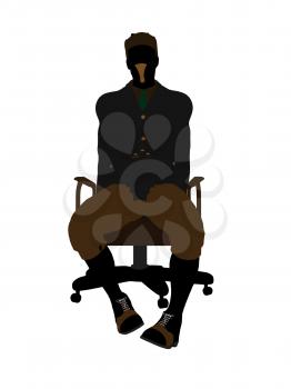 Royalty Free Clipart Image of a Man in a Chair Smoking a Pipe